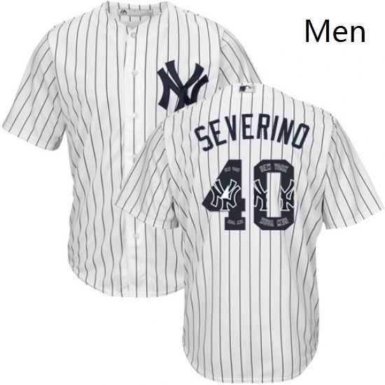 Mens Majestic New York Yankees 40 Luis Severino Authentic White Team Logo Fashion MLB Jersey